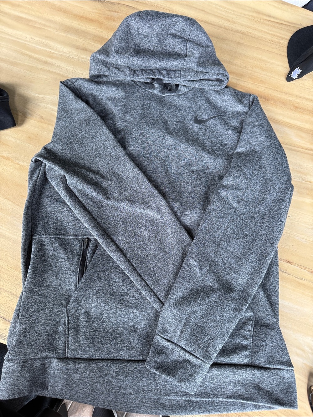 Nike Charcoal Gray Heather Hooded Pullover with Swoosh